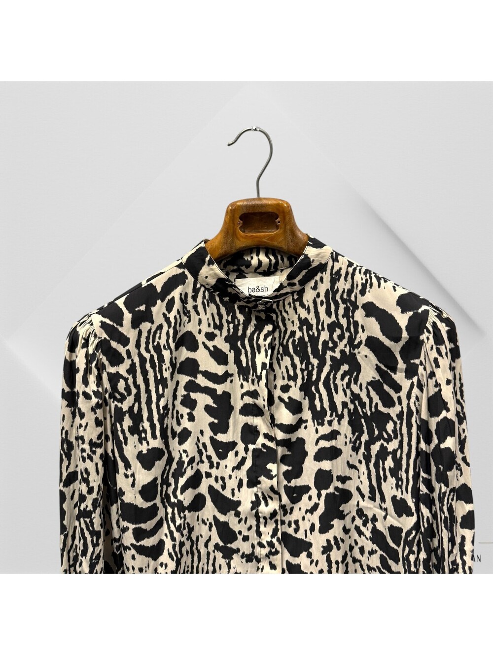 Bash Paris Ba&sh Opus Black White Printed Blouse Top Size XS Silk - Picture 2 of 13
